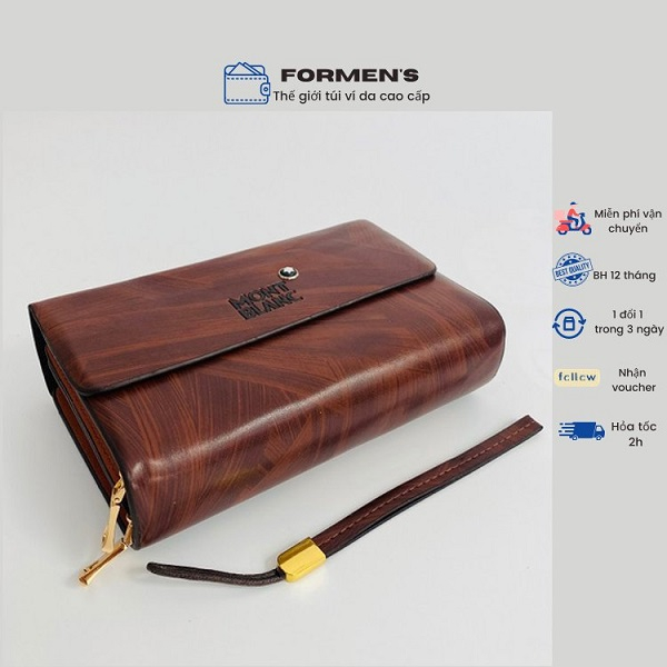 Ví nam cao cấp, clutch nam cầm tay da 3 màu, bóp da 2 khoá đồng sang trọng, nhiều ngăn đựng giấy tờ, điện thoại 006
