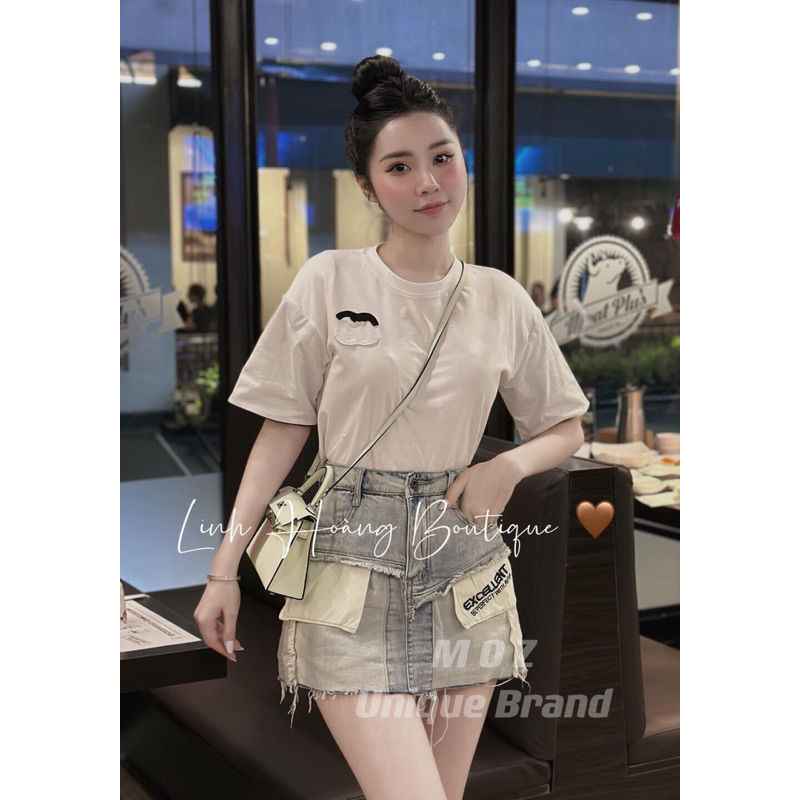 Chân Váy Bò Hở Túi Chữ Linh Hoàng