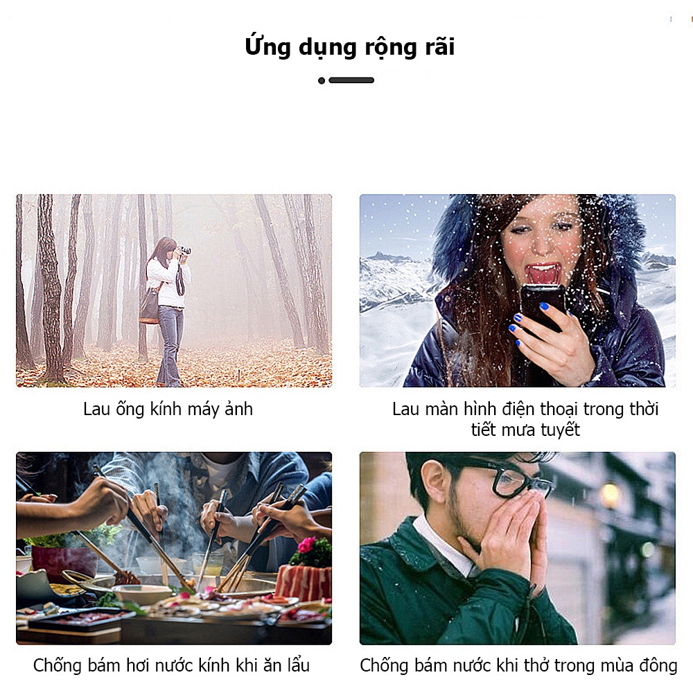 Hộp 100 khăn lau kính nano giúp lau sạch bụi, chống bám bẩn, chống bám hơi nước trên bề mặt kính