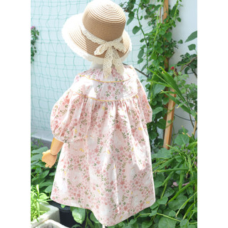 Đầm babydoll bé gái hoa thỏ hồng form rộng Touch