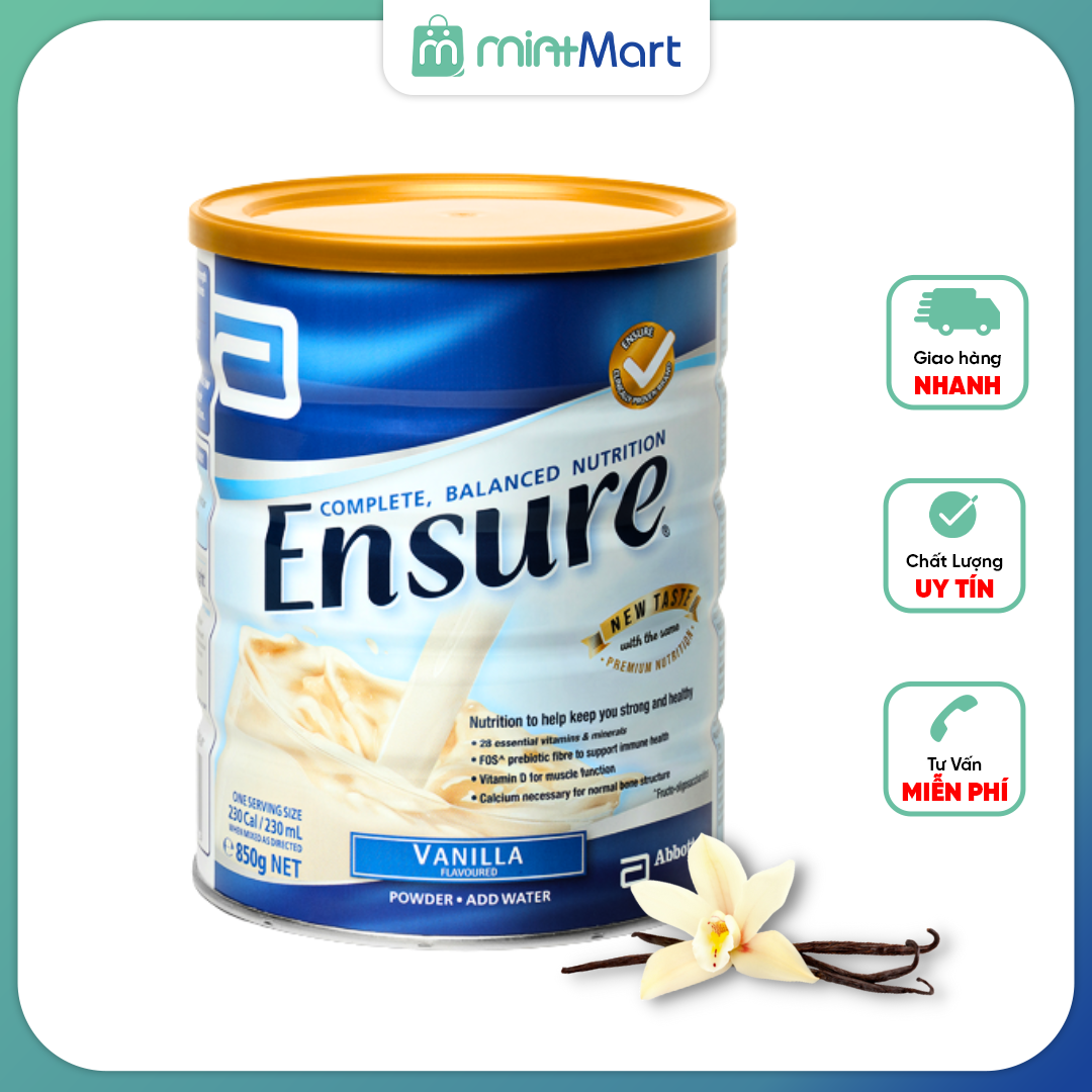 Sữa Ensure Úc hương vanilla lon 850gr
