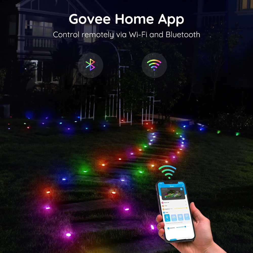 Đèn trang trí ngoài trời Govee RGBIC Wi-Fi + Bluetooth Outdoor Ground Lights H7050 | Kết nối Wifi + Bluetooth thông minh