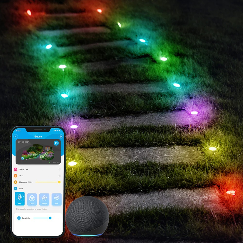 Đèn trang trí ngoài trời Govee RGBIC Wi-Fi + Bluetooth Outdoor Ground Lights H7050 | Kết nối Wifi + Bluetooth thông minh