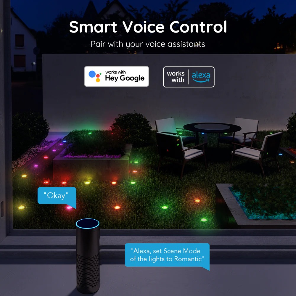 Đèn trang trí ngoài trời Govee RGBIC Wi-Fi + Bluetooth Outdoor Ground Lights H7050 | Kết nối Wifi + Bluetooth thông minh