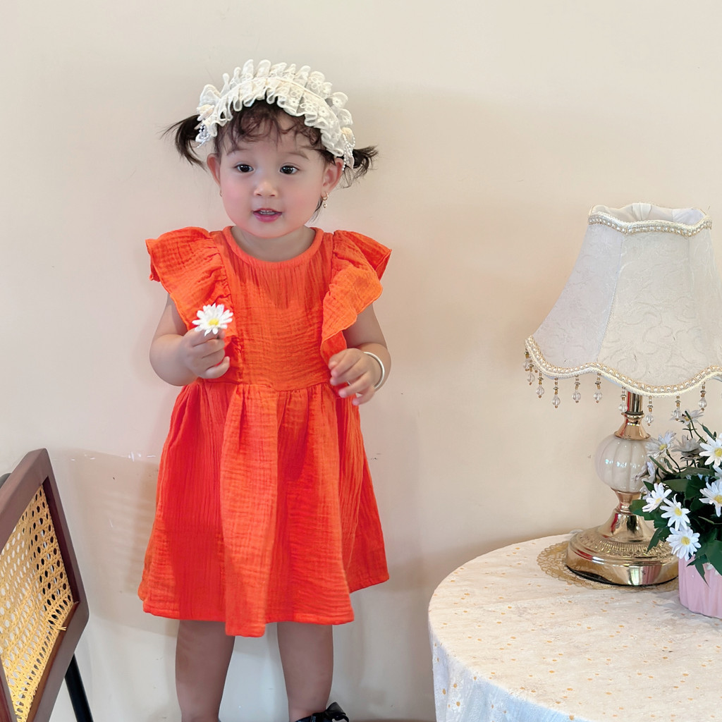 Đầm Váy Cho Bé Gái Chất Muslin Hoa Nhí Xinh Xắn Mềm Mát - ANTONELLA DRESS - DRM037, DRM038, DRM039 - SAOLA KIDS CLOTHING