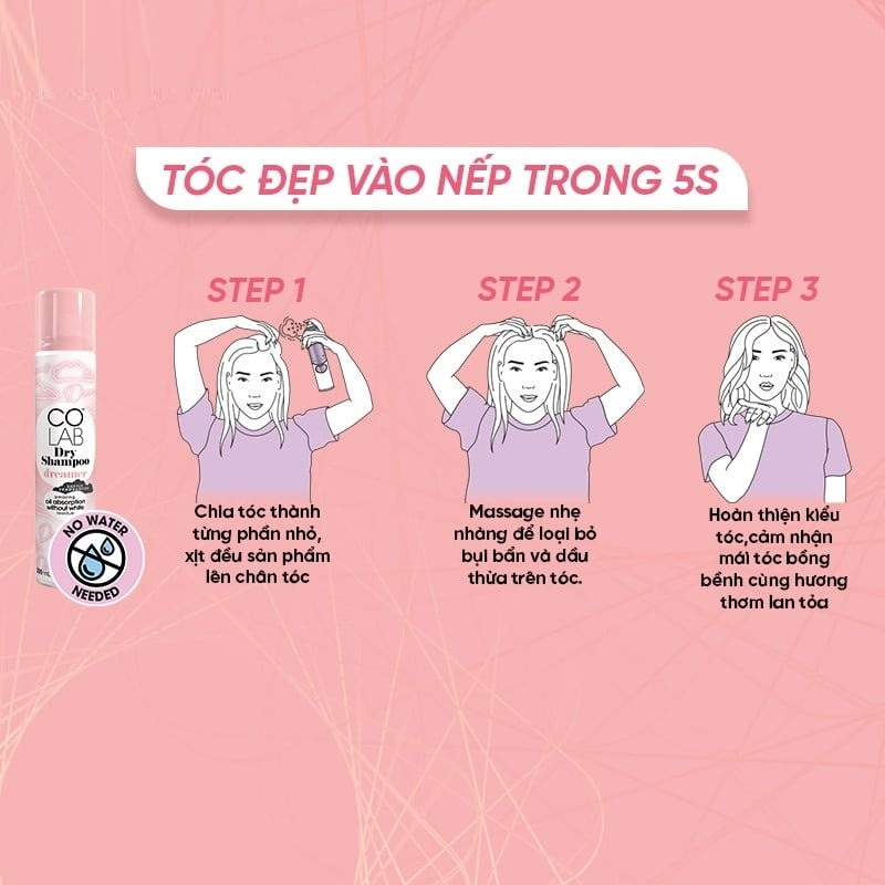 Dầu Gội Khô Colab Dry Shampoo hương Refresh & Protect 200ml