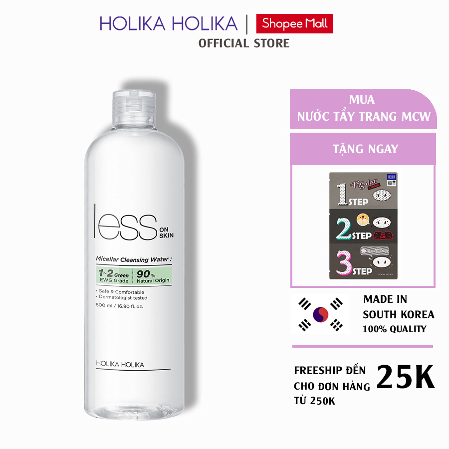 Nước tẩy trang Holika Holika Less On Skin Micellar Cleansing Water sạch sâu se khít lỗ chân lông 500ml - 7145
