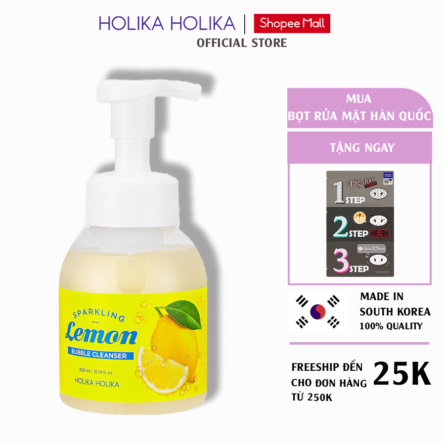 Bọt rửa mặt Hàn Quốc Holika Holika chiết xuất chanh loại bỏ bã nhờn và bụi bẩn, giúp sáng da và đều màu 300ml - 7151