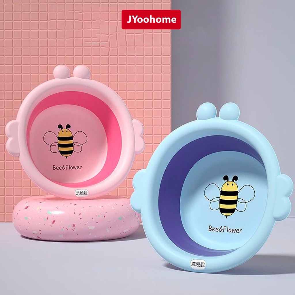 Chậu rửa mặt cho bé JYoohome Thau gấp gọn hình ong, chậu nhựa vệ sinh cá nhân cho trẻ sơ sinh tiện lợi tiết kiệm