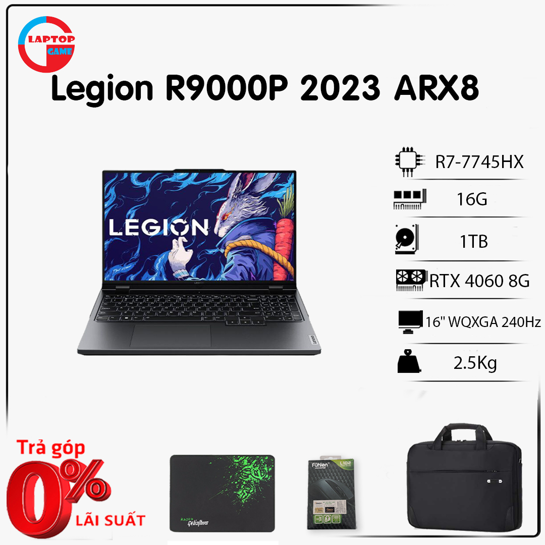 Laptop Lenovo Legion R9000P 2023 ARX8 (Ryzen 7-7745HX, 16GB, 1TB, RTX 4060 8GB, 16" WQXGA 240Hz)