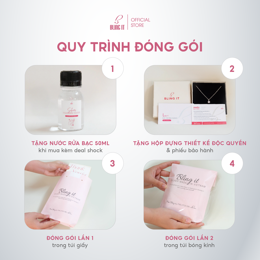 Nhẫn bạc nữ BLINGIT đính đá chủ vuông quà tặng quà valentine BIN417