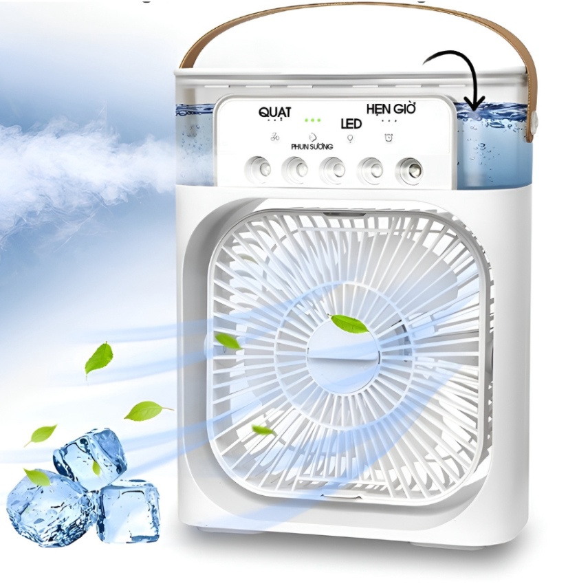 Quạt Điều Hòa Hơi Nước Mini 600ml , Quạt Phun Sương Tạo Ẩm Làm Mát Để Bàn Văn Phòng Tích Hợp Đèn Led tkht1 SP41233042