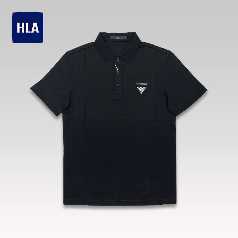 HLA - Áo POLO nam ngắn tay cao cấp thêu logo vải mềm mịn co giãn tốt Soft & elastic triangle logo basic Polo Shirt