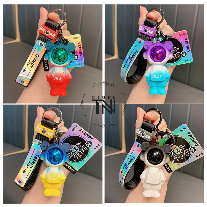 Móc khóa gấu BEAR PLAY phong cách phi hành gia dễ thương móc khóa ô tô cute