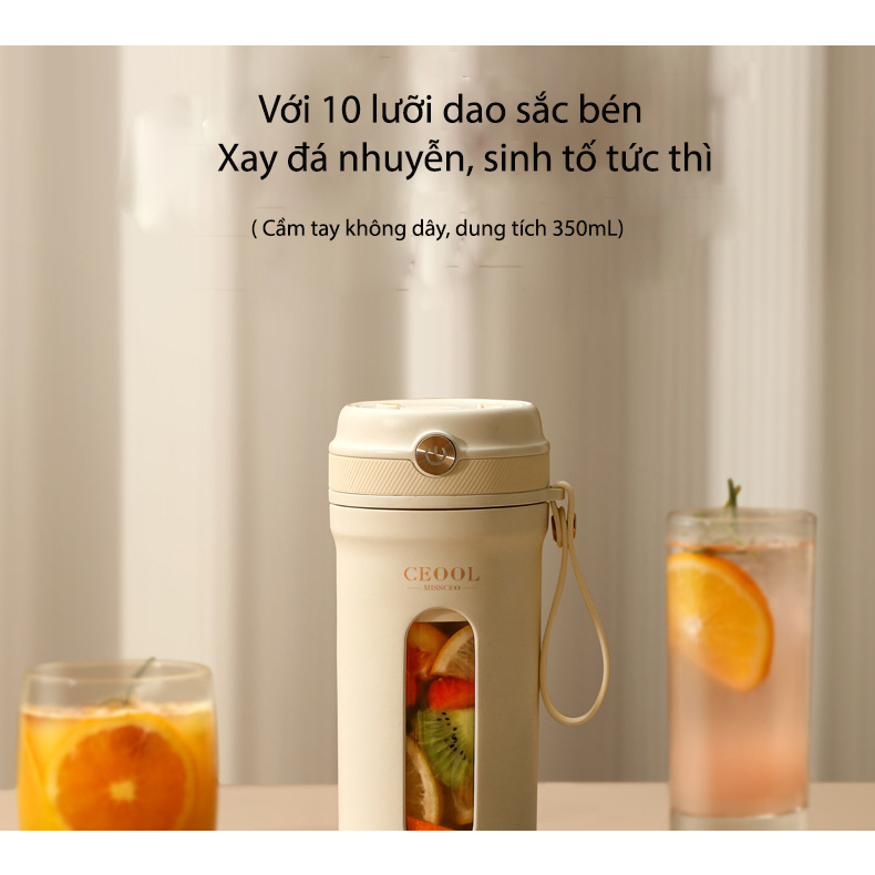Máy xay sinh tố cầm tay Ce.ool 10 lưỡi máy xay đa năng dung tích 350ml tiện lợi