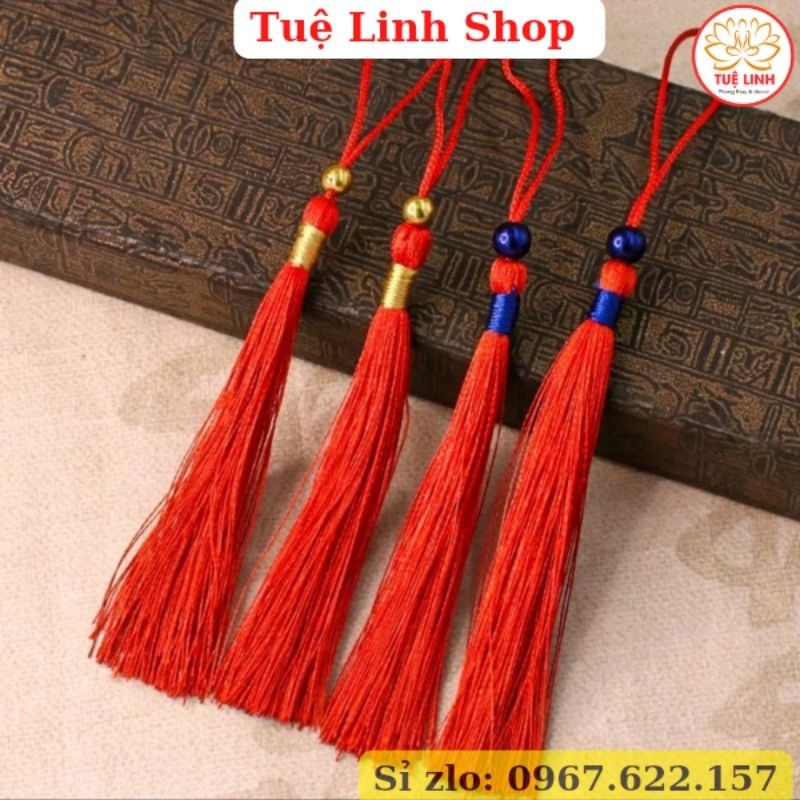 Dây treo tua rua mini gắn hạt, phụ kiện trang trí đồ handmade
