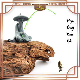 Ngư ông câu cá ST036 chất liệu đá sa thạch - trang trí tiểu cảnh, bán cạn, bonsai, terrarium