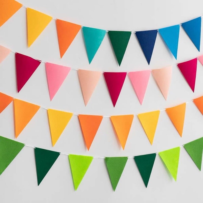 Dây cờ tam giác màu sắc sặc sỡ trang trí kỉ yêu,sinh nhật,party,decor phòng tiệc