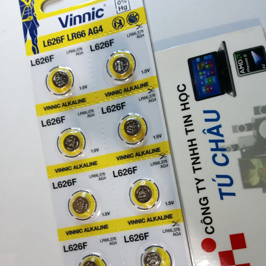 Pin Alkaline L626F, LR66, 376, AG4, SR66, 377, SG4, 377A, GP177, SR262 - 1.5V: VINNIC