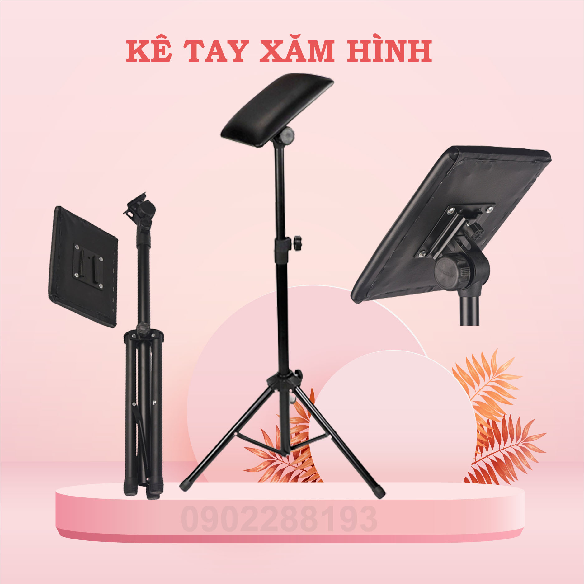 Kê tay xăm hình 💝Giá đỡ tay xăm hình màu đen chân chỉnh cao thấp tùy ý.