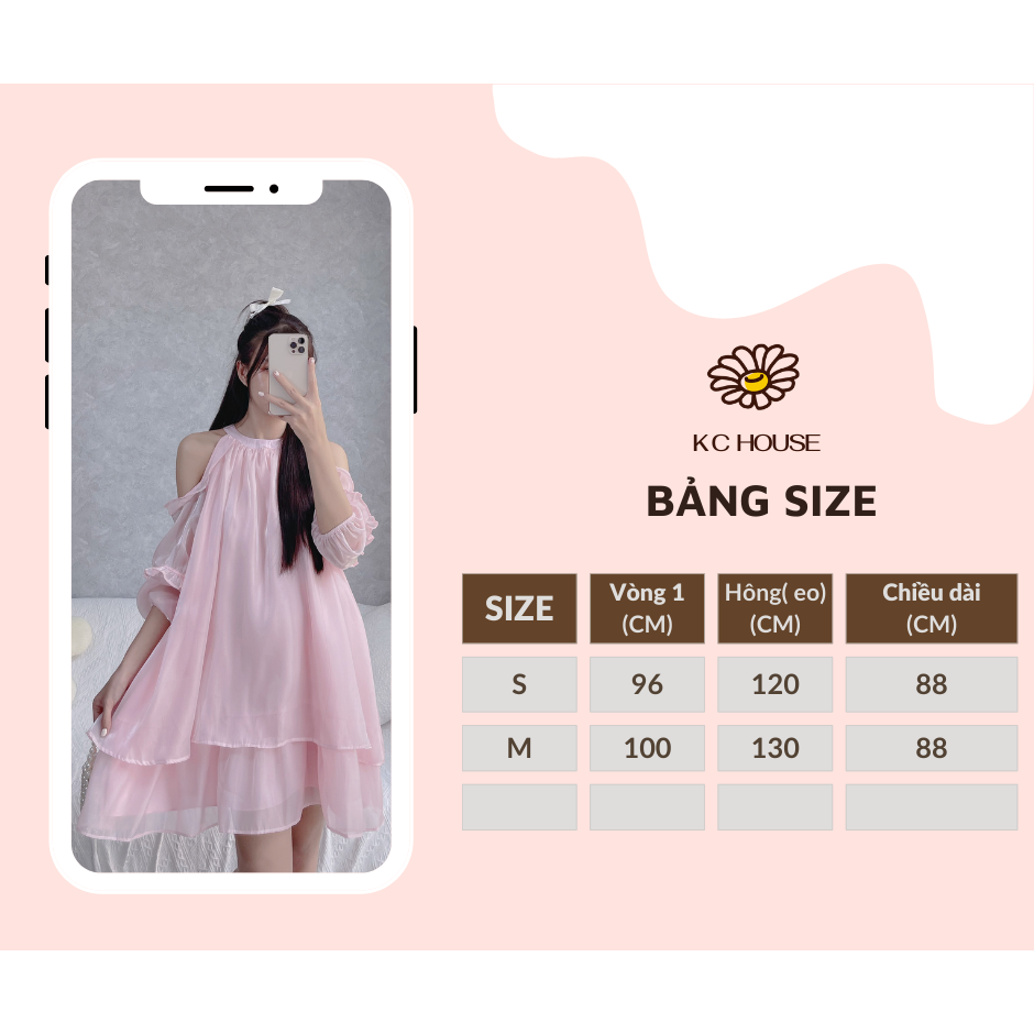 Váy tơ babydoll hai tầng viền bèo cổ nút ngọc