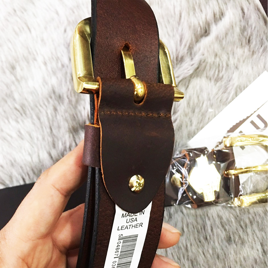 Bảo hành 2 năm Thắt lưng nam da bò sáp nguyên tấm, mặt khóa đồng đúc thật tặng kèm đinh đục lỗ