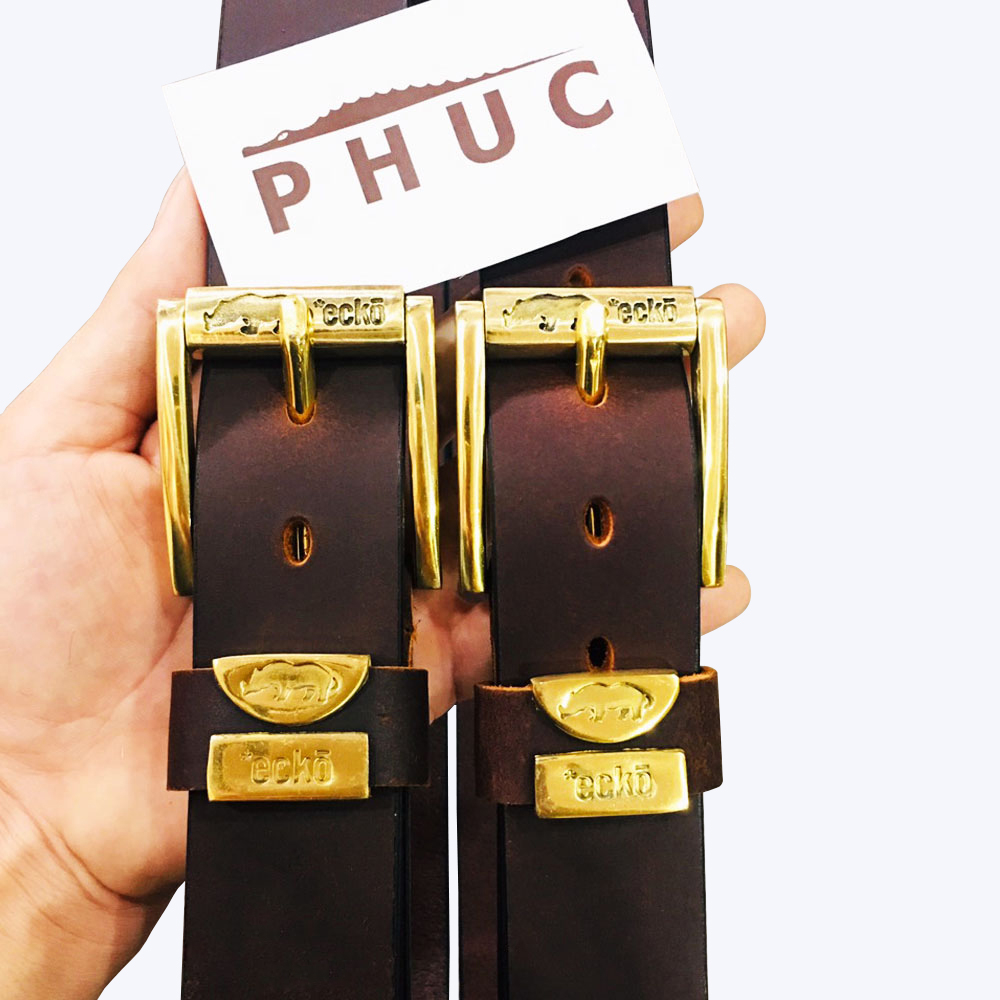 Thắt lưng dây nịt nam da bò sáp khóa đồng đúc thật cao cấp mẫu ECKO, bảo hành ưu đãi 2 năm