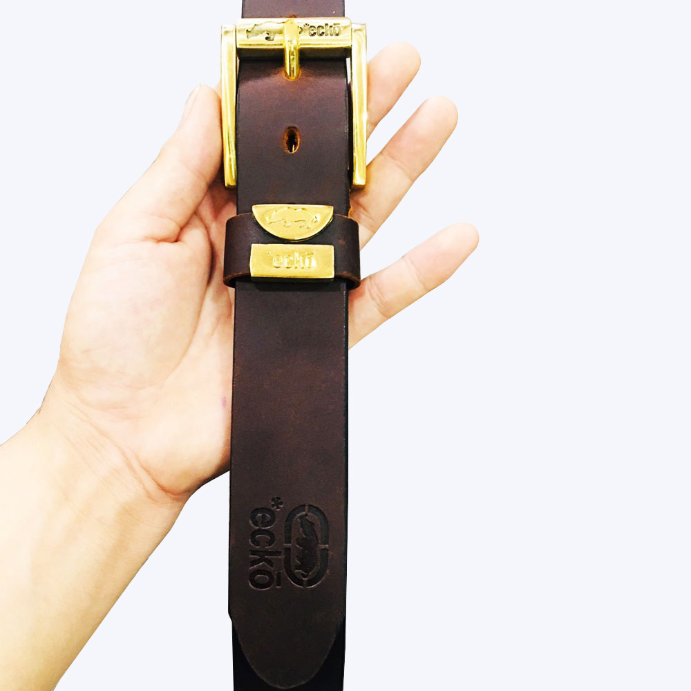 Thắt lưng dây nịt nam da bò sáp khóa đồng đúc thật cao cấp mẫu ECKO, bảo hành ưu đãi 2 năm