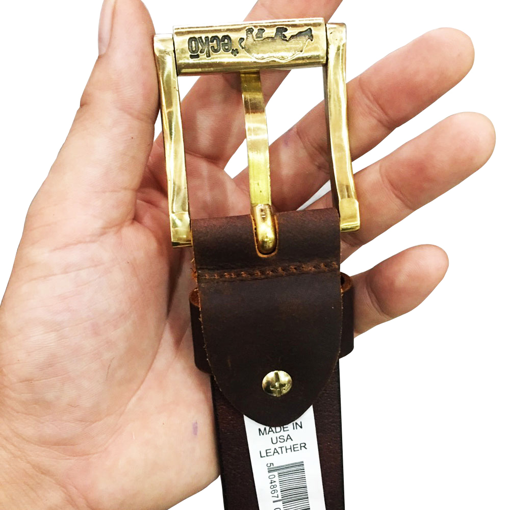 Thắt lưng dây nịt nam da bò sáp khóa đồng đúc thật cao cấp mẫu ECKO, bảo hành ưu đãi 2 năm