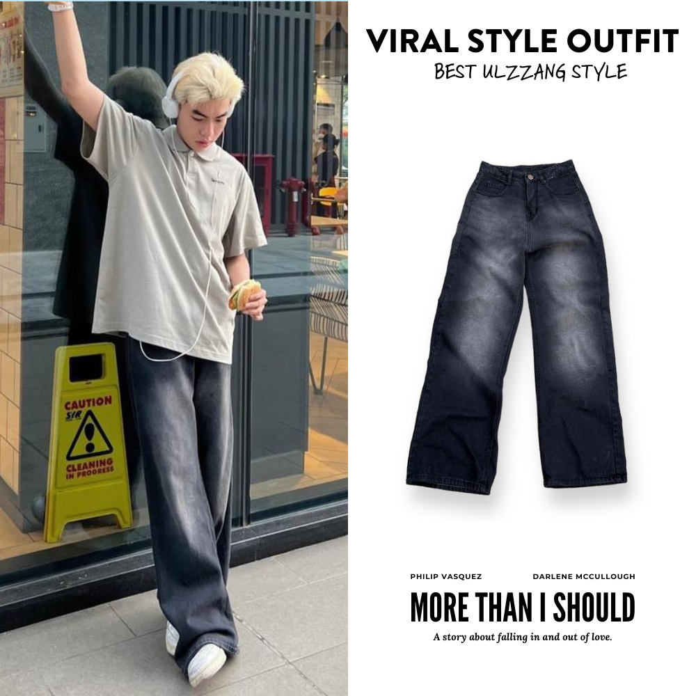 Quần Jean Ống Rộng Nam Nữ Unisex WASH Phủ Bạc Hàng Quảng Châu Cao Cấp | BigBuy360 - bigbuy360.vn