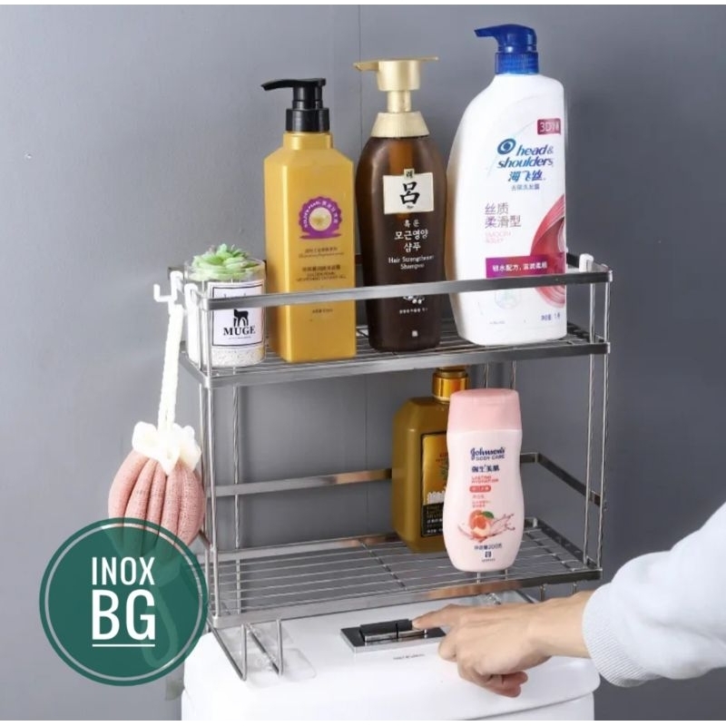 Kệ đựng đồ 2 tầng INOX 304 gác nắp bồn cầu tiện ích giúp tiết kiệm diện tích
