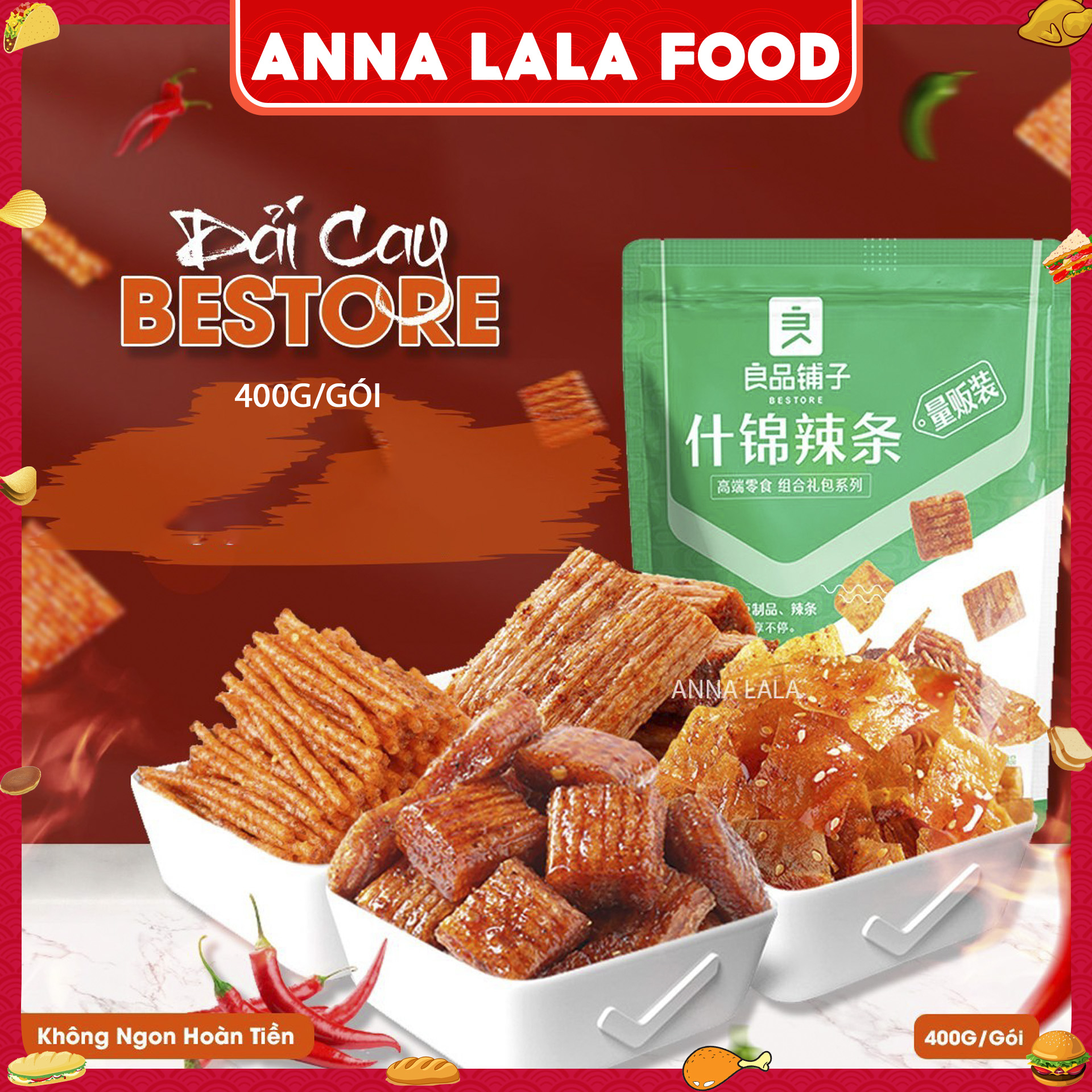 Dải cay các loại Bestore, đồ ăn vặt - 400g
