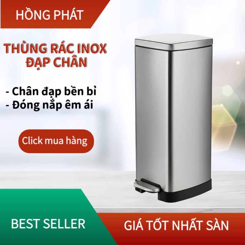 Thùng rác inox đạp chân 20L,30L cao cấp/ Indoor trashbin/VHP-MS-SN385-1/VHP-MS-218H-1