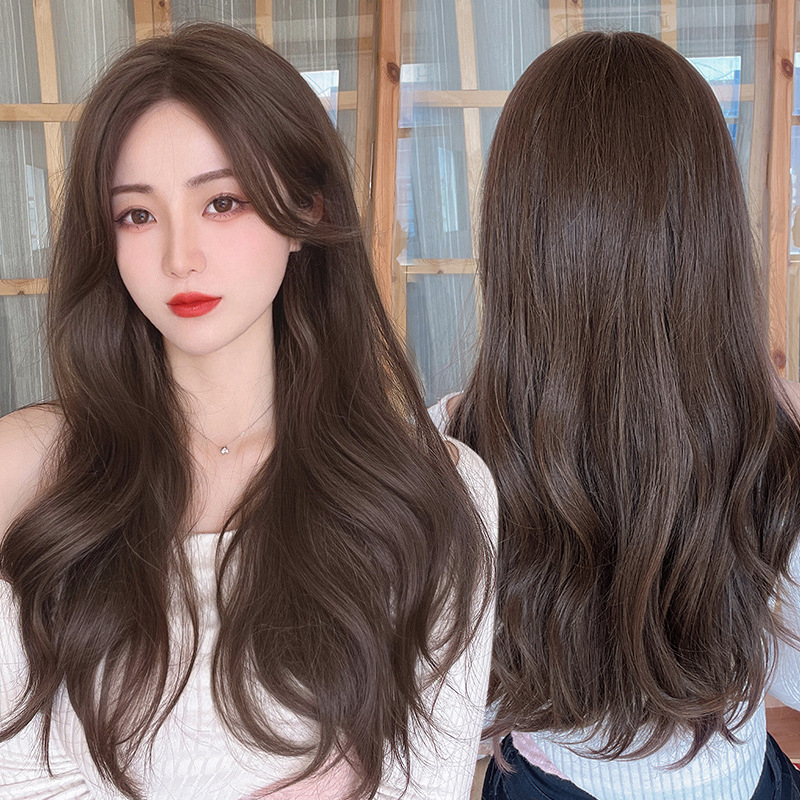 Bộ tóc giả nữ Hàn Quốc nguyên đầu màu khói , nâu + tặng kèm lưới ONLINE_SHOPPING_1102