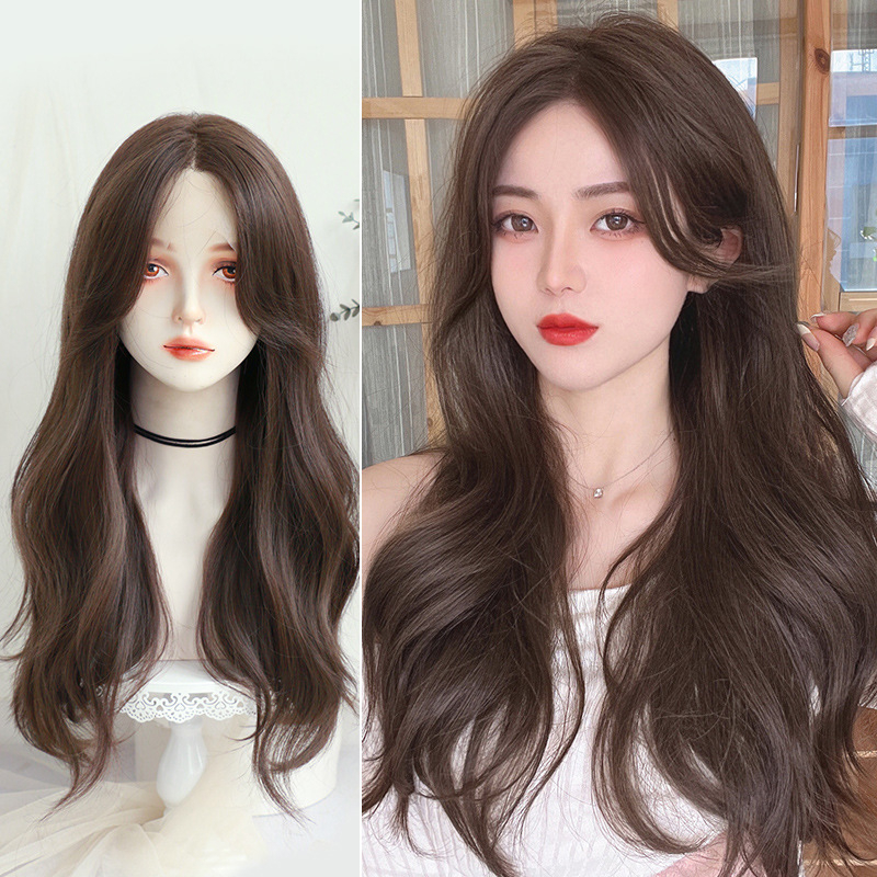 Bộ tóc giả nữ Hàn Quốc nguyên đầu màu khói , nâu + tặng kèm lưới ONLINE_SHOPPING_1102