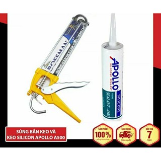 Keo silicon A500 + súng bắn keo ,trong ,sữa, đen,xám ,súng bắn