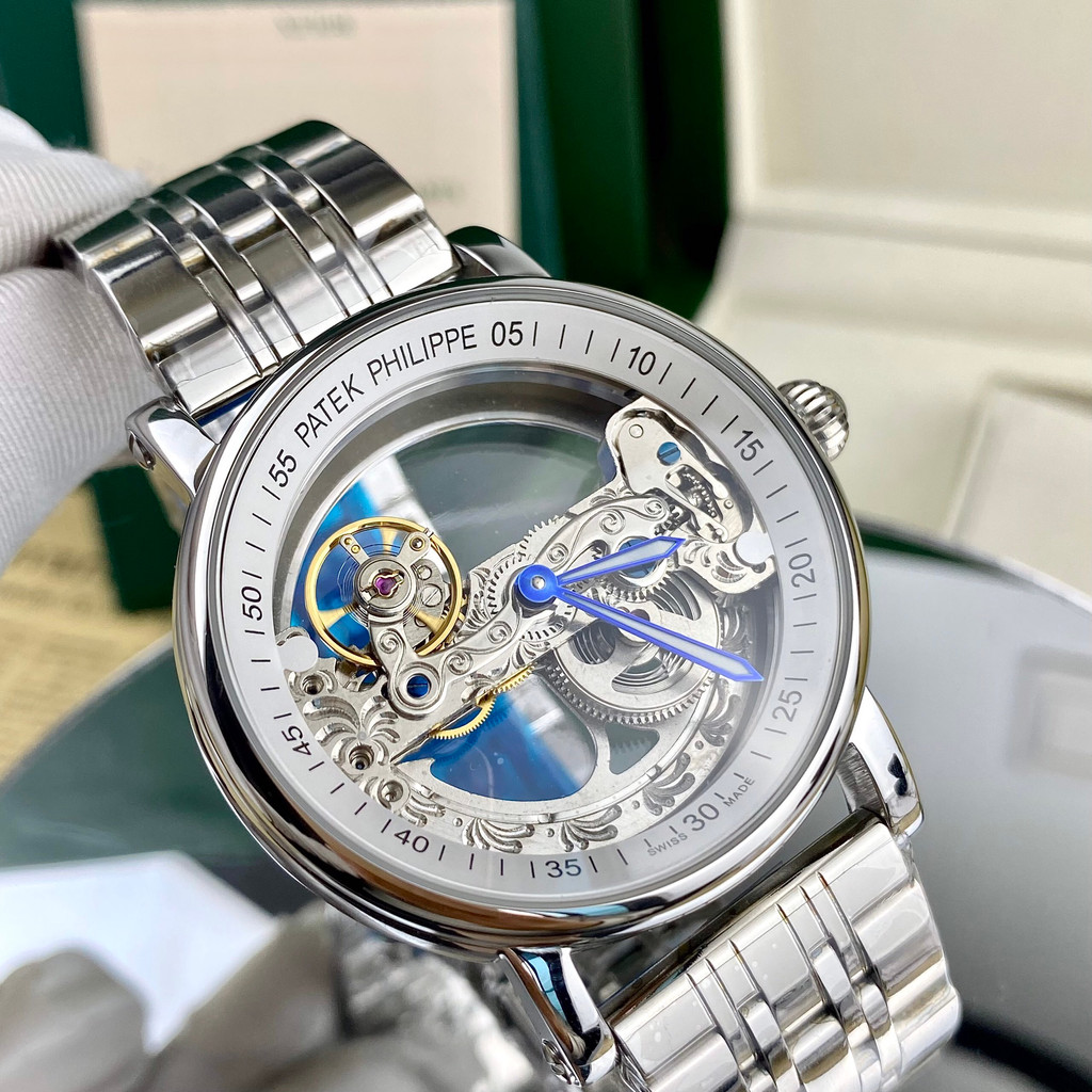 Đồng hồ Nam Ptek cơ Automatic kín trong độc đẹp lạ dây kim loại 40mm vỏ vàng, vỏ trắng