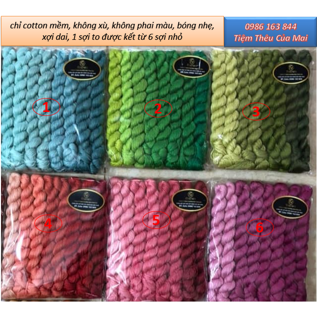 Chỉ thêu Tay (chỉ thêu cotton - Chỉ Thô)