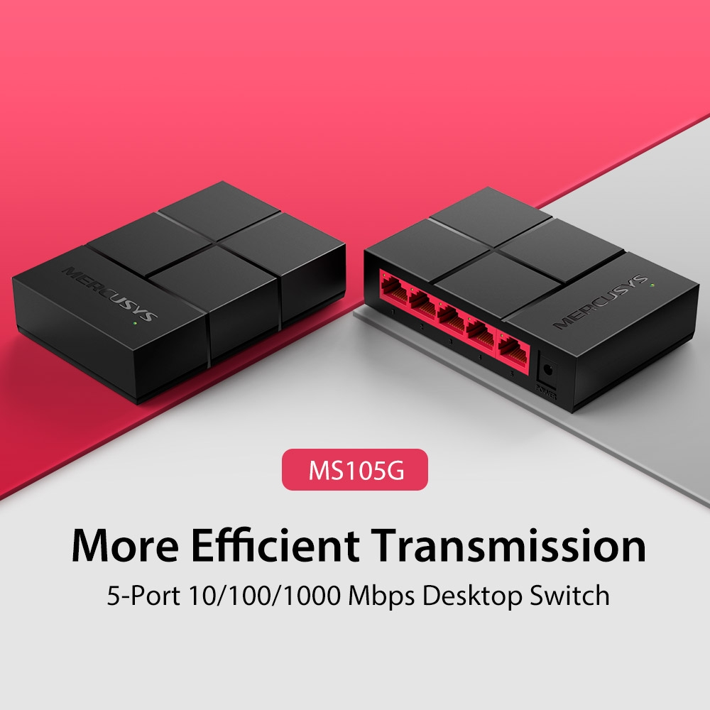 Bộ chia mạng 5 cổng Mercusys MS105G switch 5 port gigabit 10/100/1000 Mbps - Hàng Chính Hãng