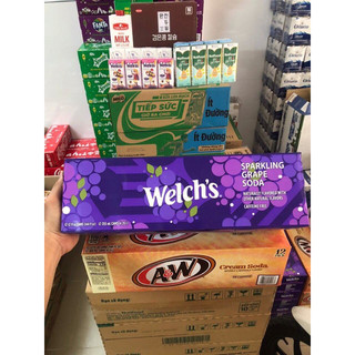 Thùng 12 lon nước ngọt welch's soda nho mỹ lon 355ml