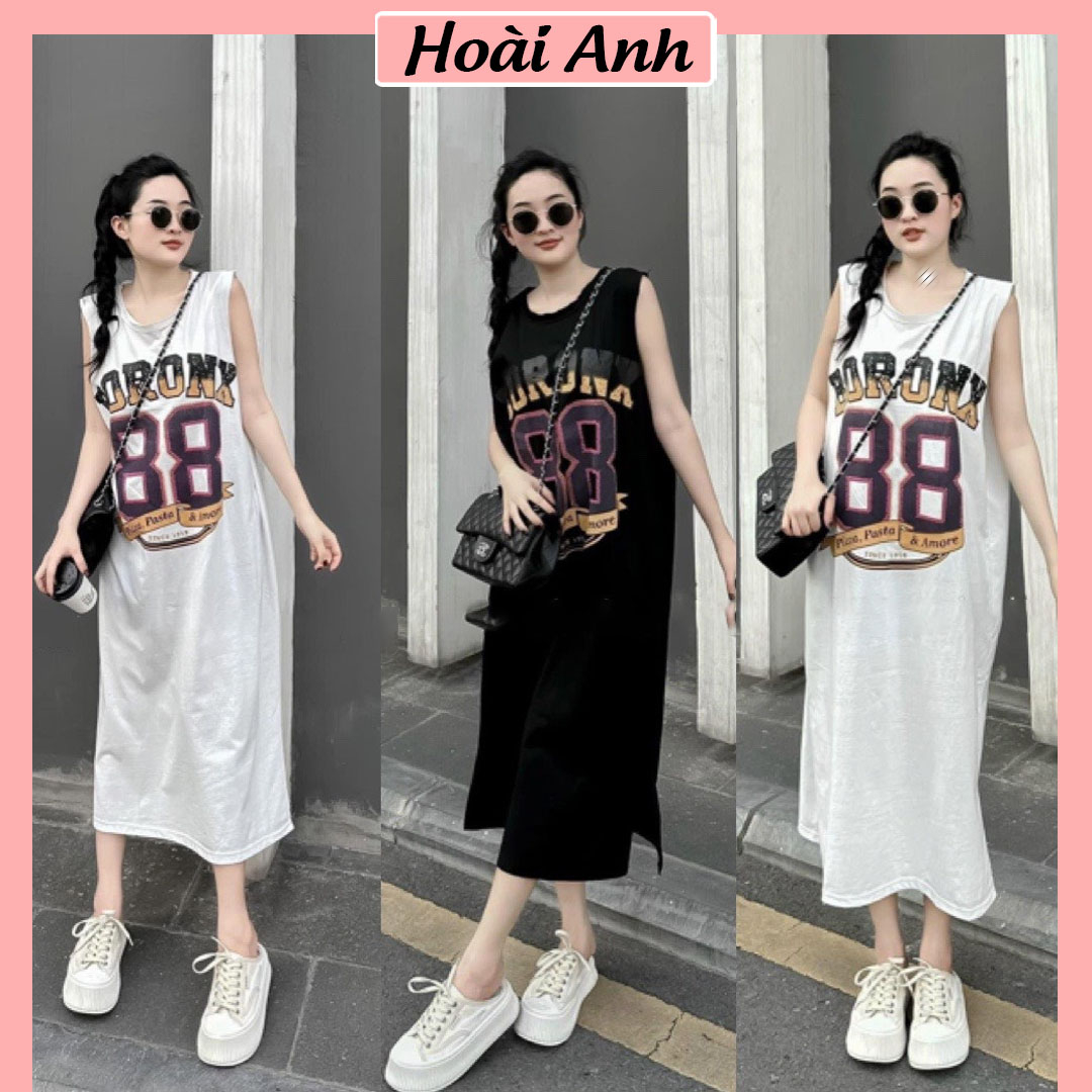Váy Phông Thụng Sát Nách Số 88 Đầm Phông Dáng Dài Form Rộng Freesize