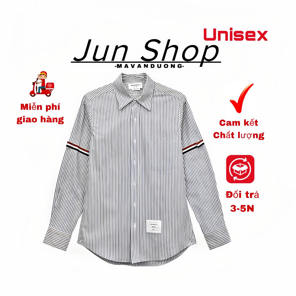 Áo sơ mi Jun Shop kẻ xám dài tay | BigBuy360 - bigbuy360.vn