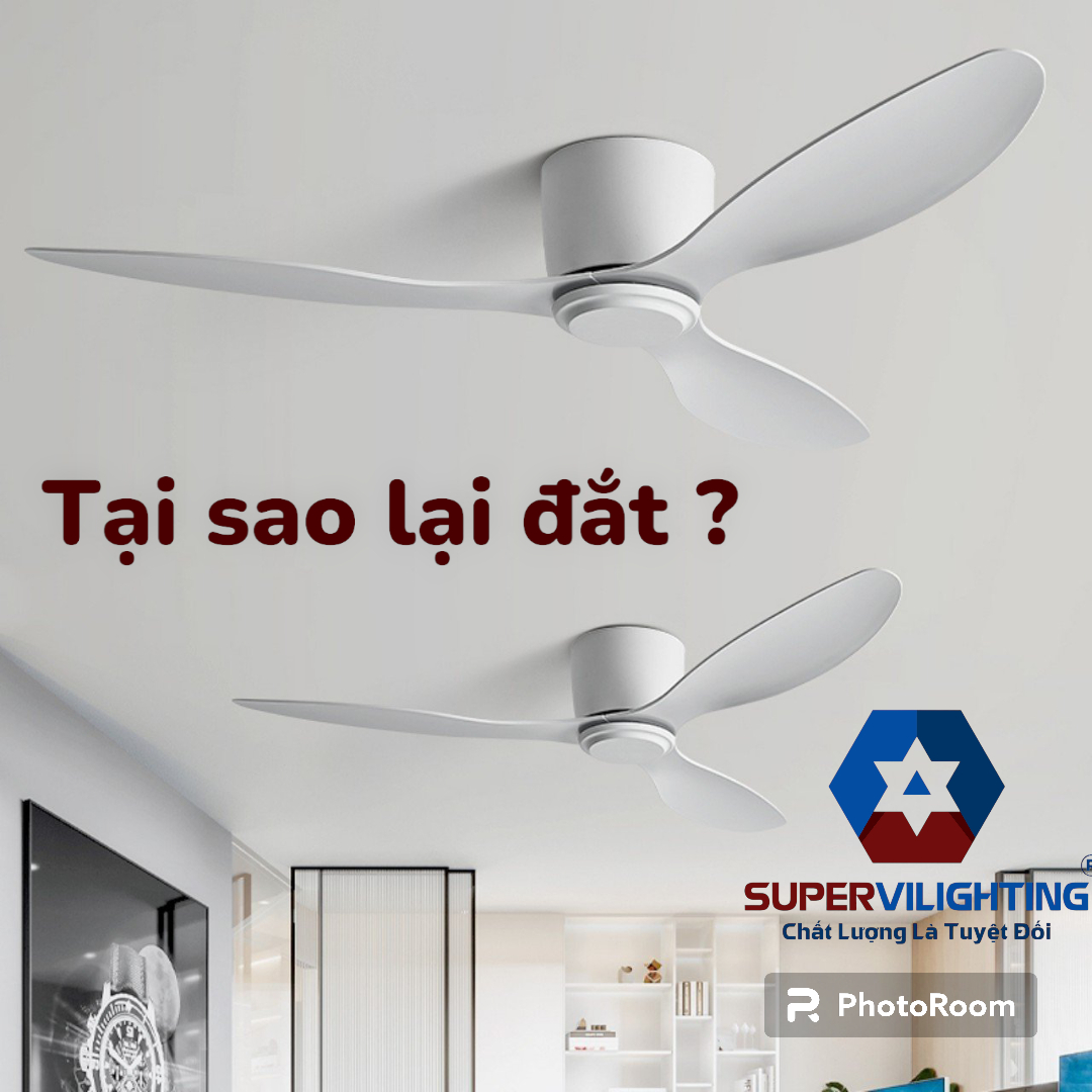 Quạt trần đèn led trang trí nhà cửa chung cư có đèn SuperVilighting QTRAN-416KD Kích thước cánh 1220mm Hàng chính hãng
