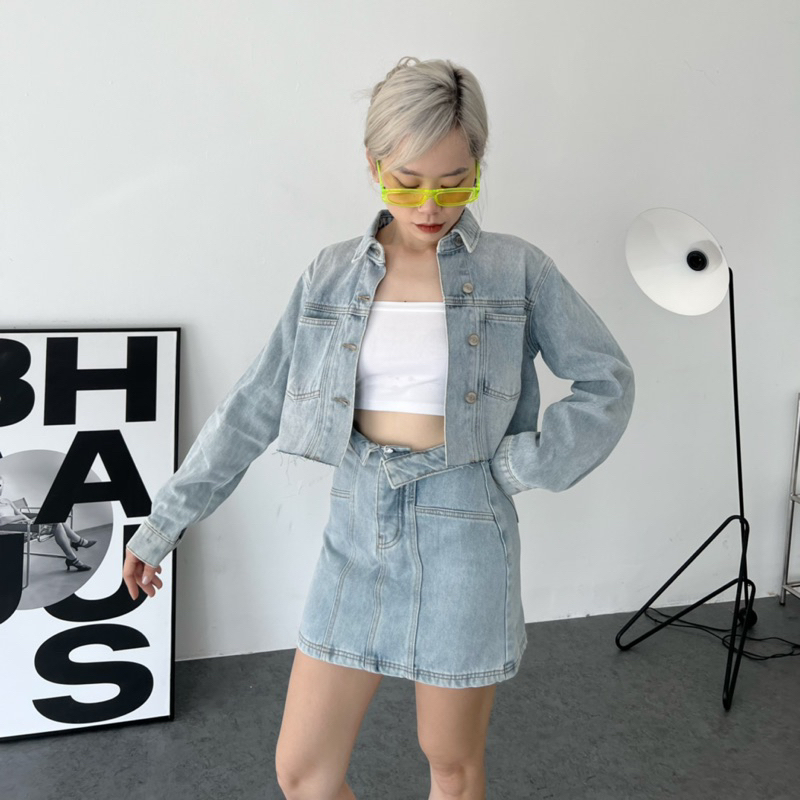 KJ2302 khoác jean crop