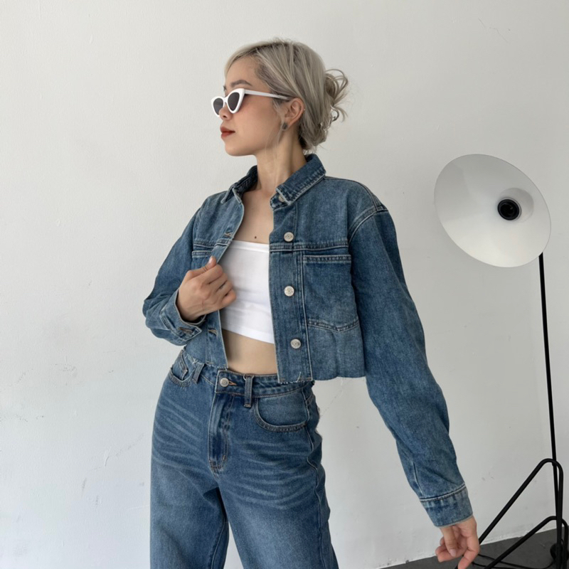 KJ2302 khoác jean crop