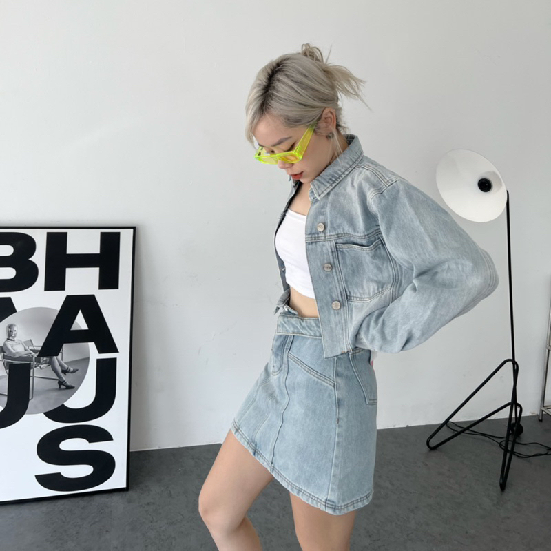 KJ2302 khoác jean crop