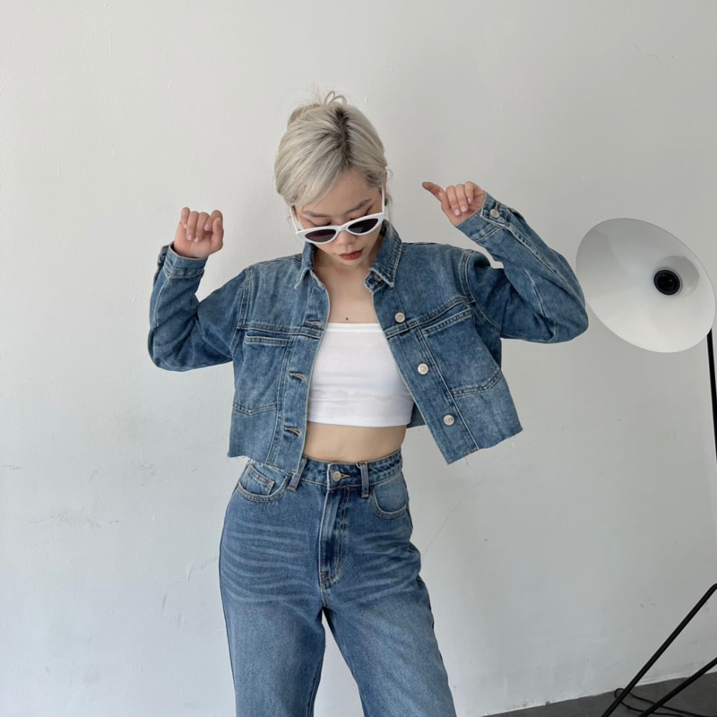 KJ2302 khoác jean crop