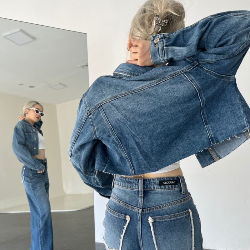 KJ2302 khoác jean crop