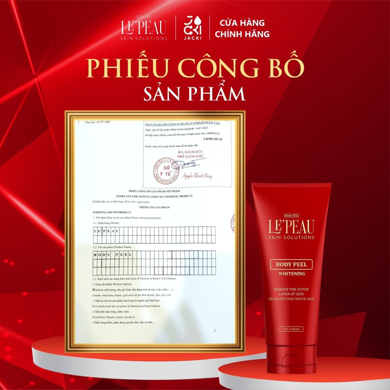 Peel Body Retinol LE'PEAU trắng da mờ thâm sau 7 ngày, loại bỏ tế bào chết cơ thể 50ml