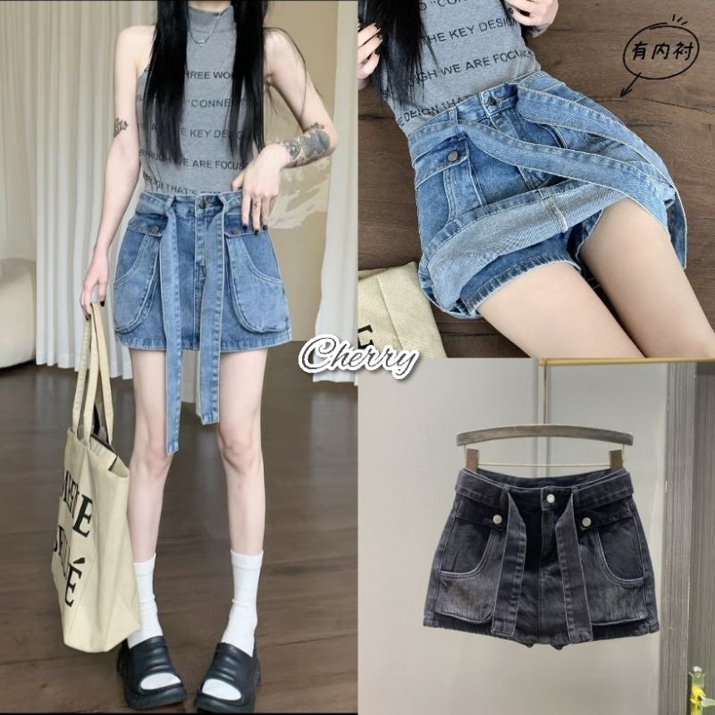 chân váy túi hộp kèm đai siêu hách dáng